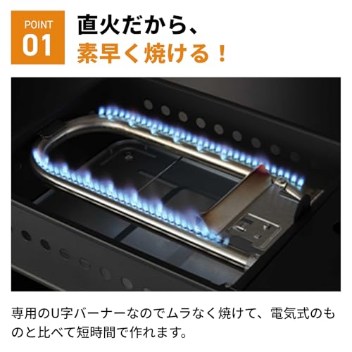 Gas-powered Takoyaki Maker with Fluorine-coated Plate - Easy to Use, Made in Japan