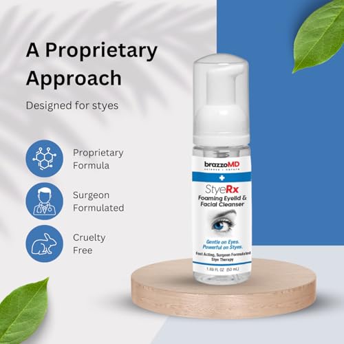 BrazzoMD Stye Relief Foaming Eyelid Cleanser - Gentle, Hydrating 1.69 fl oz