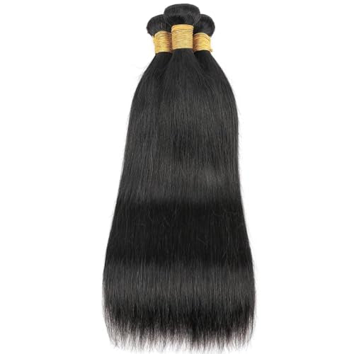 14 Inch Straight Human Hair Bundles - Brazilian Virgin Human Hair, 100% Unprocessed, Natural Black, Double Weft