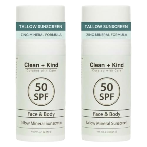 Organic Beef Tallow Sunscreen SPF 50 2-Pack – Mineral, Reef Safe, Natural UV Blocker