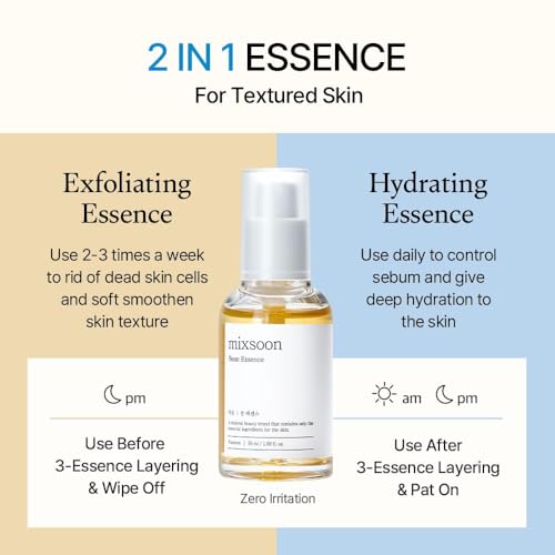 Mixsoon Bean Essence Glass Skin Serum 50ml - Gentle Exfoliating Hydrating Face Essence with Fermented Beans