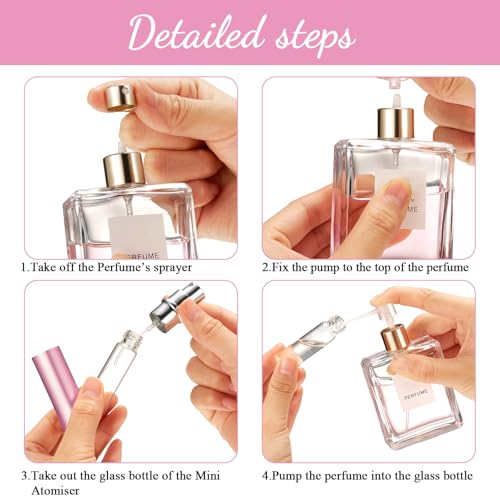 Refillable Perfume Atomizer Bottle Set - 56 Pcs, 5 ml, Purple, Pink, Silver