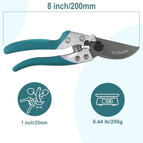 8-Inch Heavy Duty Bypass Pruning Shears with Sharp Japanese SK5 Steel Blades