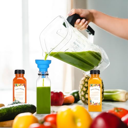 128pcs 12oz Plastic Juice Bottles with Leak-Proof Caps & Labels - Food Grade PET