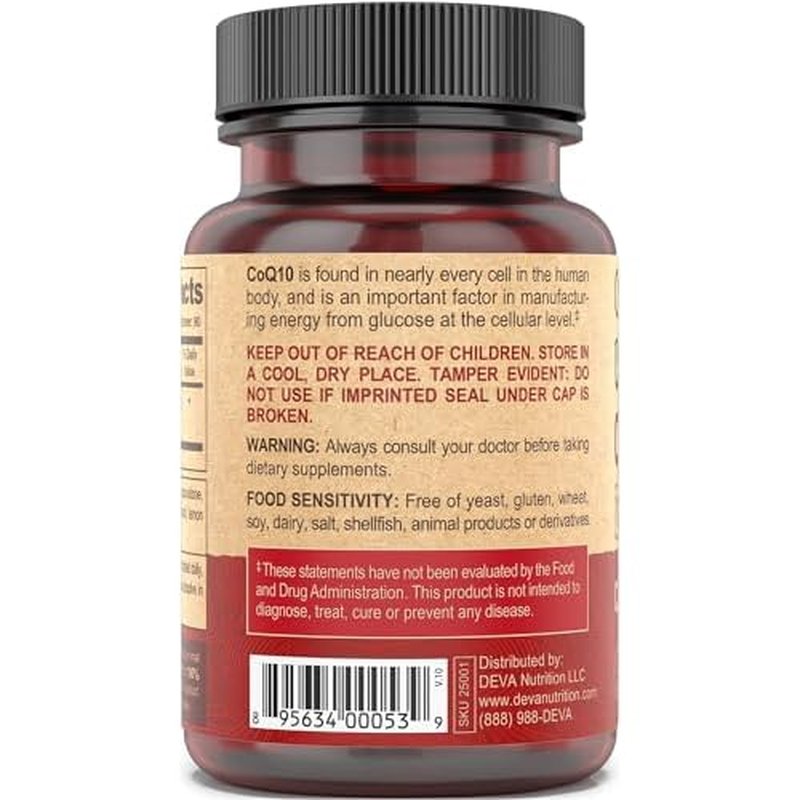 DEVA Vegan Vitamins Coenzyme Q10 100mg - Potent & Affordable in One Bottle - Chewable, 90 Tablets, (Pack of 2)