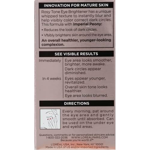 L'Oreal Paris Age Perfect Rosy Tone Anti-Aging Eye Cream, For Dark Circles & Wrinkles .5 oz