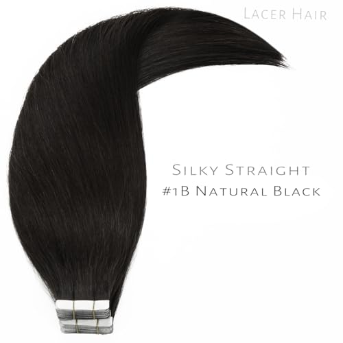 Lacer Seamless Remy Tape-in Hair Extensions #1B Natural Black 16 Inch 50g