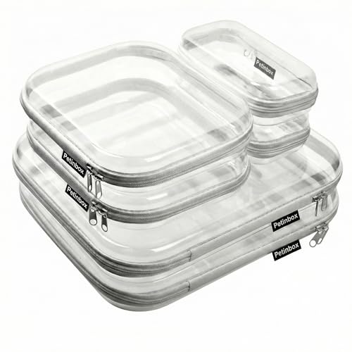 Clear Hard Shell Zipper Cases Set - 3 Sizes, Travel & Storage Organizer