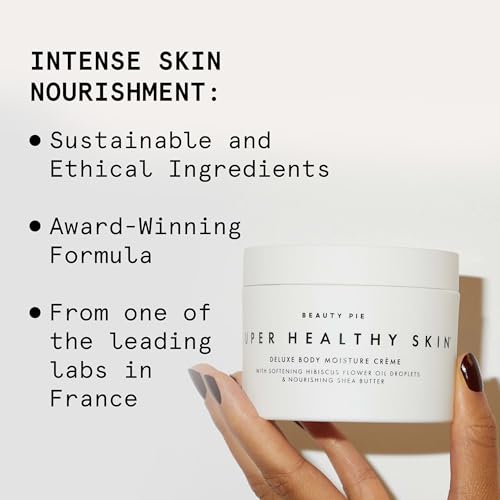 Beauty Pie Super Healthy Skin Deluxe Body Cr?me ? Rich Hydration Body Butter with Cold-Pressed Hibiscus Oil, Hyaluronic Acid & Vitamin E ? 8.45oz Nourishing Body Moisturizer for Dry & Mature Skin