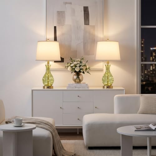 Oneach 22-Inch Green Glass Table Lamp with Fairy Lights and USB Charging - Nightstand Accent Light - Variation of THIS listing