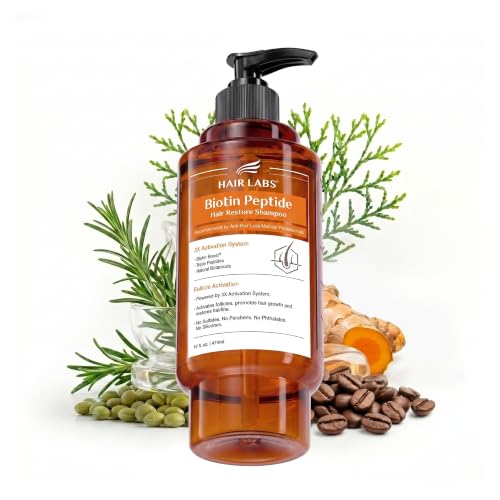 HairLabs Biotin Peptide Shampoo 16 Fl Oz for Thinning Hair | Sulfate-Free, Color-Safe