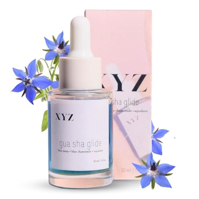 Gua Sha Glide Face Oil - Hydrating and Soothing With Azulene Blue Tansy, Blue Chamomile + Squalene | Moisturizer, Face Oil and Soothing Agent for All Skin Types - 1 fl oz (30ml)