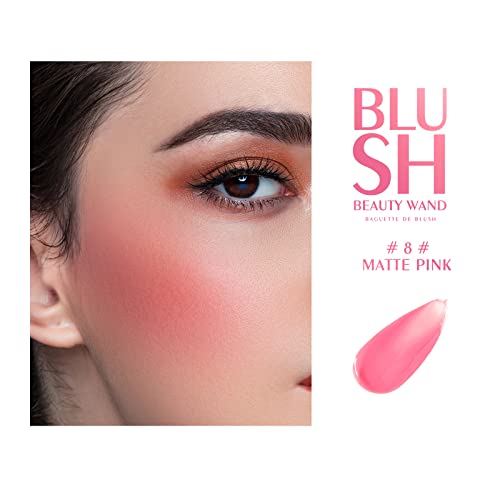 KYDA 2 Colors Liquid Blush Wand Set, Matte Shimmer Blush Duo, Buildable Smooth Coverage for Natural Glow Cheeks Color, Lightweight Blendable Formula, Grateful Red+Matte Pink