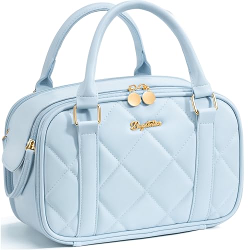 Travel Makeup Bag Large Capacity Quilted Cosmetic Organizer - Blue