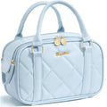 Travel Makeup Bag Large Capacity Quilted Cosmetic Organizer - Blue