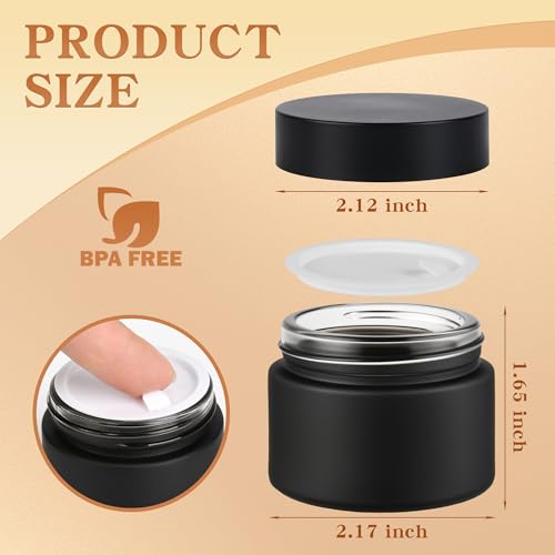 Frosted Black Glass Cosmetic Jars with Airtight Lids - 2oz (Variation of THIS listing)