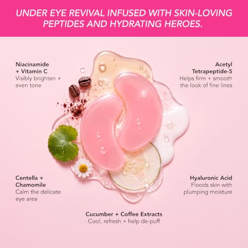Under Eye Patches with Peptides & Hyaluronic Acid - Brightening & De-Puffing, 20 Patches