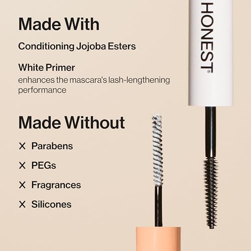 Honest Beauty Extreme Length Volumizing Clean Mascara + Cleansing Makeup Remover Facial Wipes Bundle | Safe for Sensitive Skin and Eyes | 0.27 fl oz, 30 Count