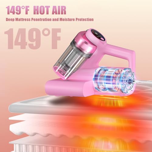 Pink Mattress Vacuum Cleaner with UV-C and 16kPa Suction - Deep Cleaning & Odor Removal