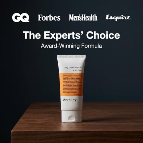 Anthony Day Cream SPF 30 Men¡¯s Face Moisturizer with Sunscreen ? Anti-aging Face Lotion and Broad-Spectrum Sunblock ? Lightweight, Non-Comedogenic Formula for All Skin Types ? 3 Fl Oz
