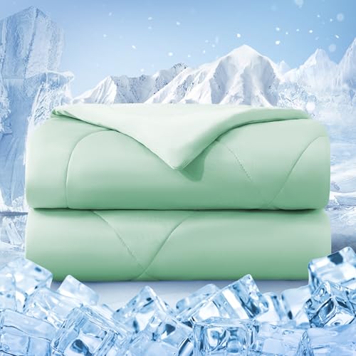 King Size Cooling Comforter with Double-Sided Cold Tech Fabric - Sage Green