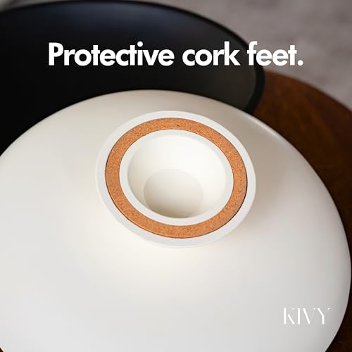 KIVY Large Concrete Fruit Bowl with Black Pedestal - Modern Kitchen Organizer