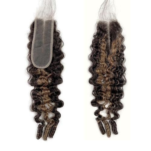 Honey Blonde Burmese Curly Closure - 14 Inch 2x6 Lace Human Hair Wig