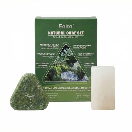 Shampoo Bar and Deodorant Set, Infused with Rosemary & Ginseng, Strengthening Hair Soap for Scalp Care & Odor Control Stick, Travel Size Toiletries for Thinning Hair (2 Pack)