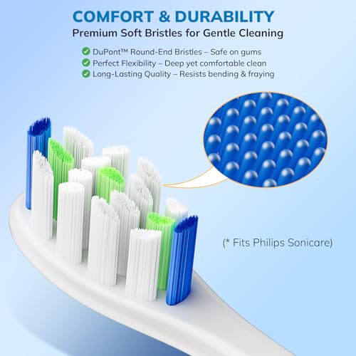 Replacement Toothbrush Heads for Philips Sonicare 20 Pack White - Soft Bristles, Compatible with Click-On Models - Variation: 20p White