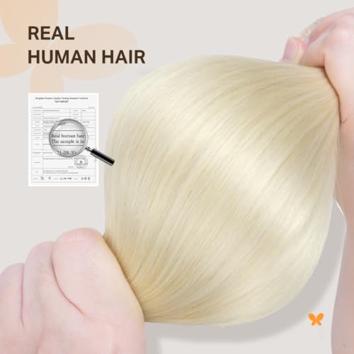 DOORES 20in 120g 7-Pack Clip-In Hair Extensions - 9A Real Human Hair, Balayage Platinum Blonde