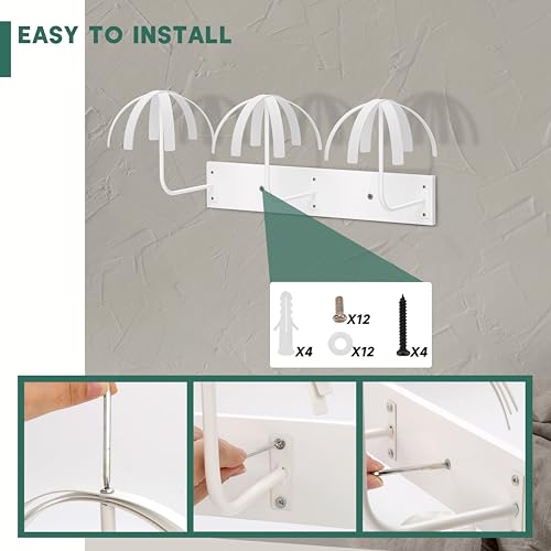 White Hanging Wig Stand Wall Mount for 6 Wigs - Organize & Shape Hair