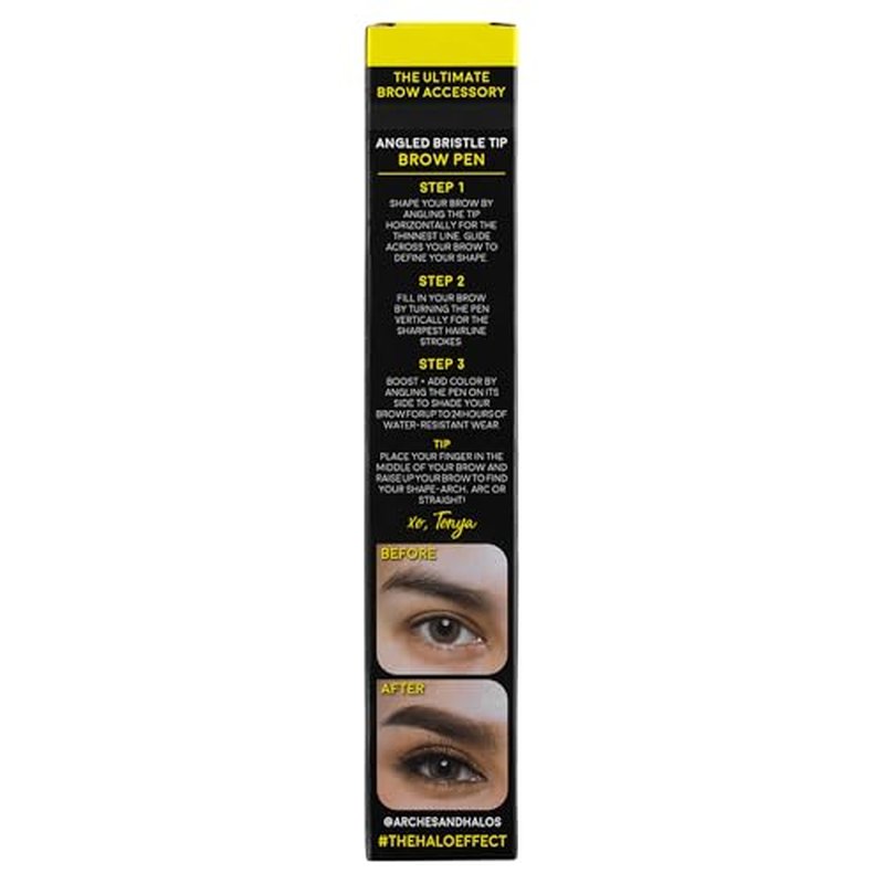 Arches and Halos Angled Bristle Tip Waterproof Brow Pen - Water Based and Smudge Proof Eyebrow Pencil - Extended Wear - Espresso - 0.051 oz