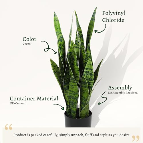 Green 2-Pack Artificial Snake Plants - Lifelike Indoor Faux Sansevieria