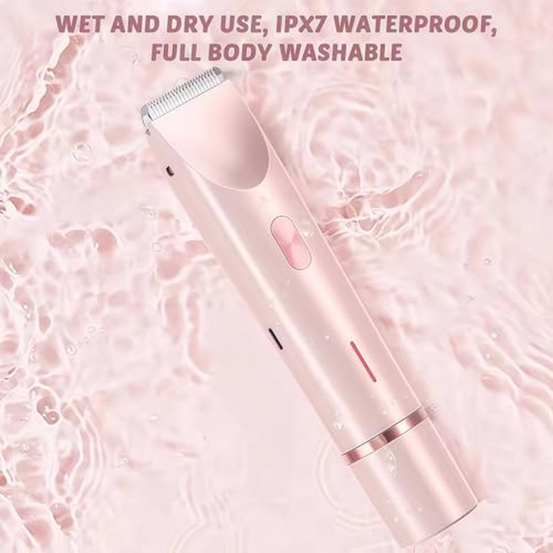 Bikini Trimmer for Women, 2 in 1 Electric Razors for Women - Double Head, Rechargeable, IPX7 Waterproof, Pain-Free Hair Removal for Facial, Body & Sensitive Areas with Ceramic Blades, Cordless