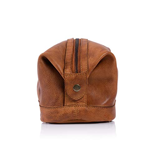 KomalC Light Tan Vintage Unisex Travel Toiletry Bag - Luxury Shaving Kit