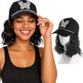 ELVAELFI 8-Inch Short Wavy Black Cap Wig with Rhinestone Butterfly for Women - Variation Cap21-1B / 8 Inch