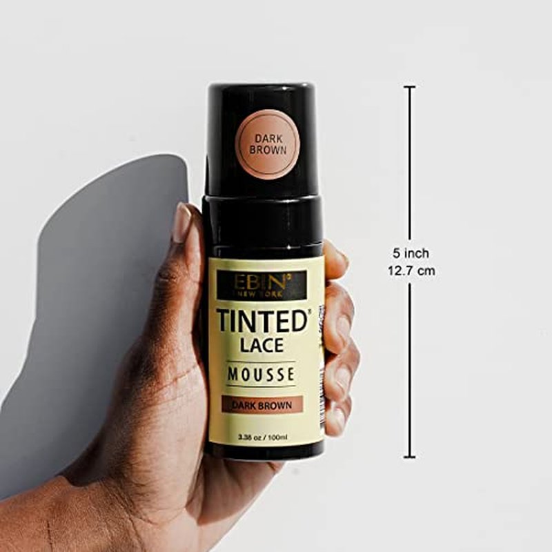 EBIN NEW YORK TINTED LACE MOUSSE - Medium Dark Brown, 3.38oz/ 100ml | Lightweight Foam with Highly Pigmented, Perfect Matching with Flawless Finish