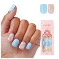 KISS | The Summer I Turned Pretty Press On Nails, Blue & White, Daisy Floral Design, Short Squoval, 30 Fake Nails, Prep Pad, Mini Nail File, & Manicure Stick