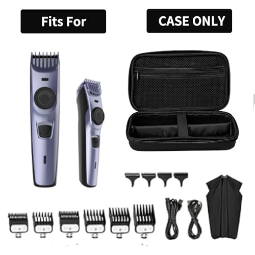 Hard Travel Case for Hair Clippers, Hair Cutting Barber Supplies Holder, Trimmer Organizer Storage Bag for Ufree/Hatteker/Oneisal/Wahl 5Star/Andis Men Razor Guard Grooming Kits (Black)