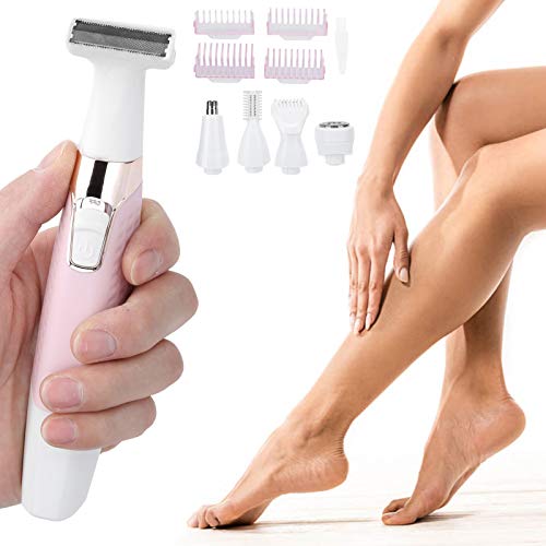 USB Rechargeable Electric Epilator, 5 in 1 Painless Body Remover, Female Hair Removal Machine, with Multifunctional Shaving Head for Legs Underarms Bikini and Full Body