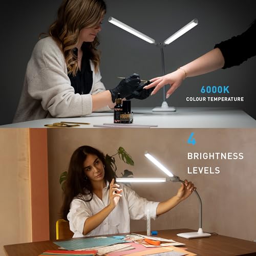 DuoPro Double Shade LED Table Lamp - Flexible Brightness for Sewing & Crafting - Variation of Duo Pro - Table