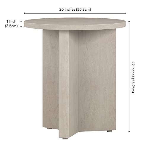20-Inch Beech White Round Side Table - Scandinavian Nightstand or End Table