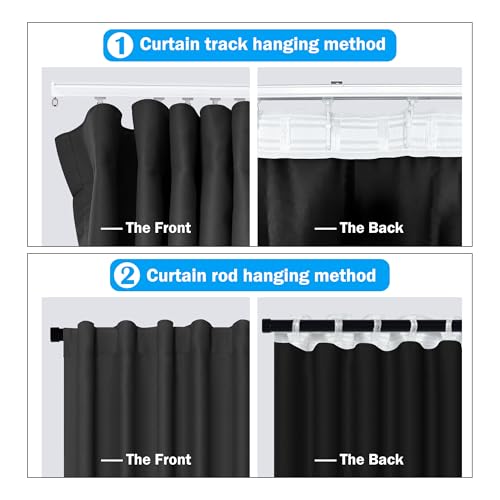 Black Room Divider Curtains 15ft x 9ft Total Blackout Privacy Insulated Noise Reduction