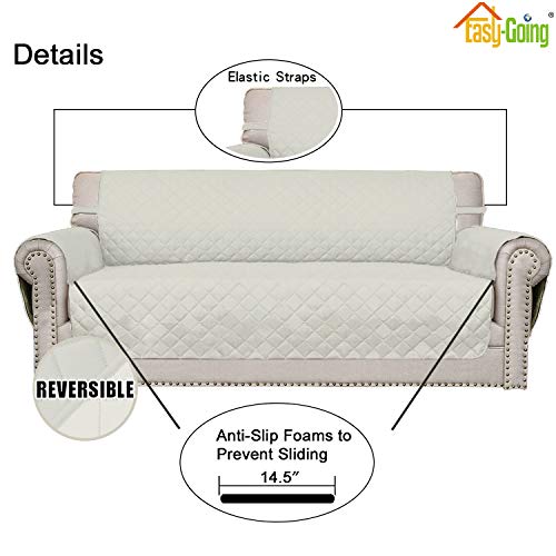 Easy-Going Reversible Couch Cover for 4 Seater Sofa - Ivory, XX-Large Sofa