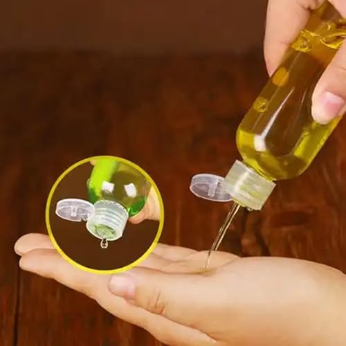 KEILEOHO 80 Pack 1oz/30ml Clear Plastic Flip Cap Bottles, Travel Bottles with Flip Cap, Empty Dispenser Container for Travel Size, Refillable Containers Bottles for Shampoo, Lotion, Cream, Toner