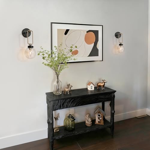 KSANA Black & Gold Wall Sconce - 1-Light Mid-Century Modern Wall Lighting for Bedroom & Living Room, Clear Globe Shade