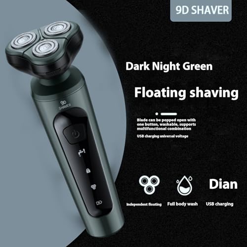 4-in-1 Electric Shaver for Men ? Rechargeable, Equipped with Trimmer, Facial Cleansing Brush & Nose Hair Cutter, Full-Body Washable, Rotary 3-Blade System, 90 Minutes of Runtime