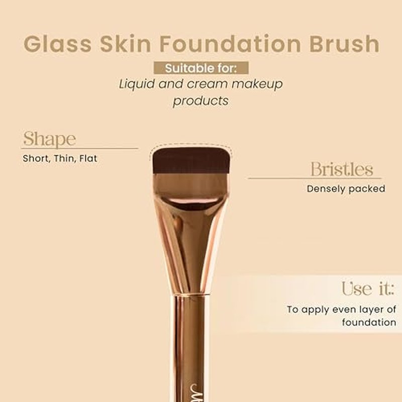 Milagro Beauty Premium Glass Skin Foundation Flat Brush for Liquid Makeup, Spatula Makeup Brush for blending liquid foundation and Cream, Densely Packed Bristles