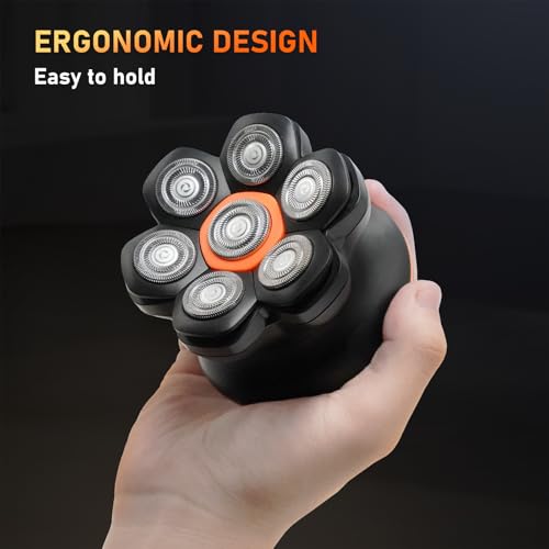 7D Head Shavers for Bald Men ? Waterproof Electric Razor with Flexible Blades, Close Shave, Cordless Rechargeable & Long Battery Life, LED Display, Wet/Dry Use, Ideal Gift for Dad Husband