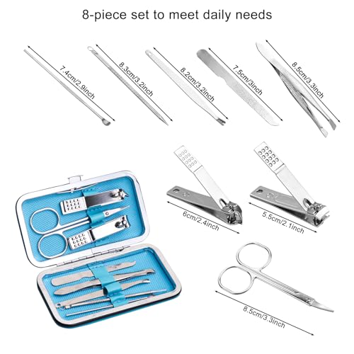 Manicure Set Bulk, Nail Clippers Kit Stainless Steel Fingernail Clippers Set, Sturdy Nail Tip Cutter Trimmers Professional Grooming Toenail Clippers Personal Pedicure Kits Gift (24 Pack 8 in 1)